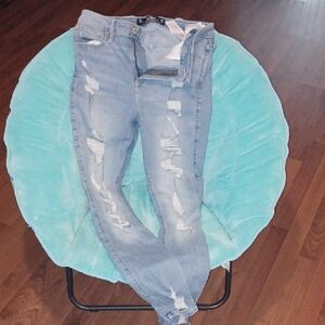 Women's Light Blue Distressed Jeans